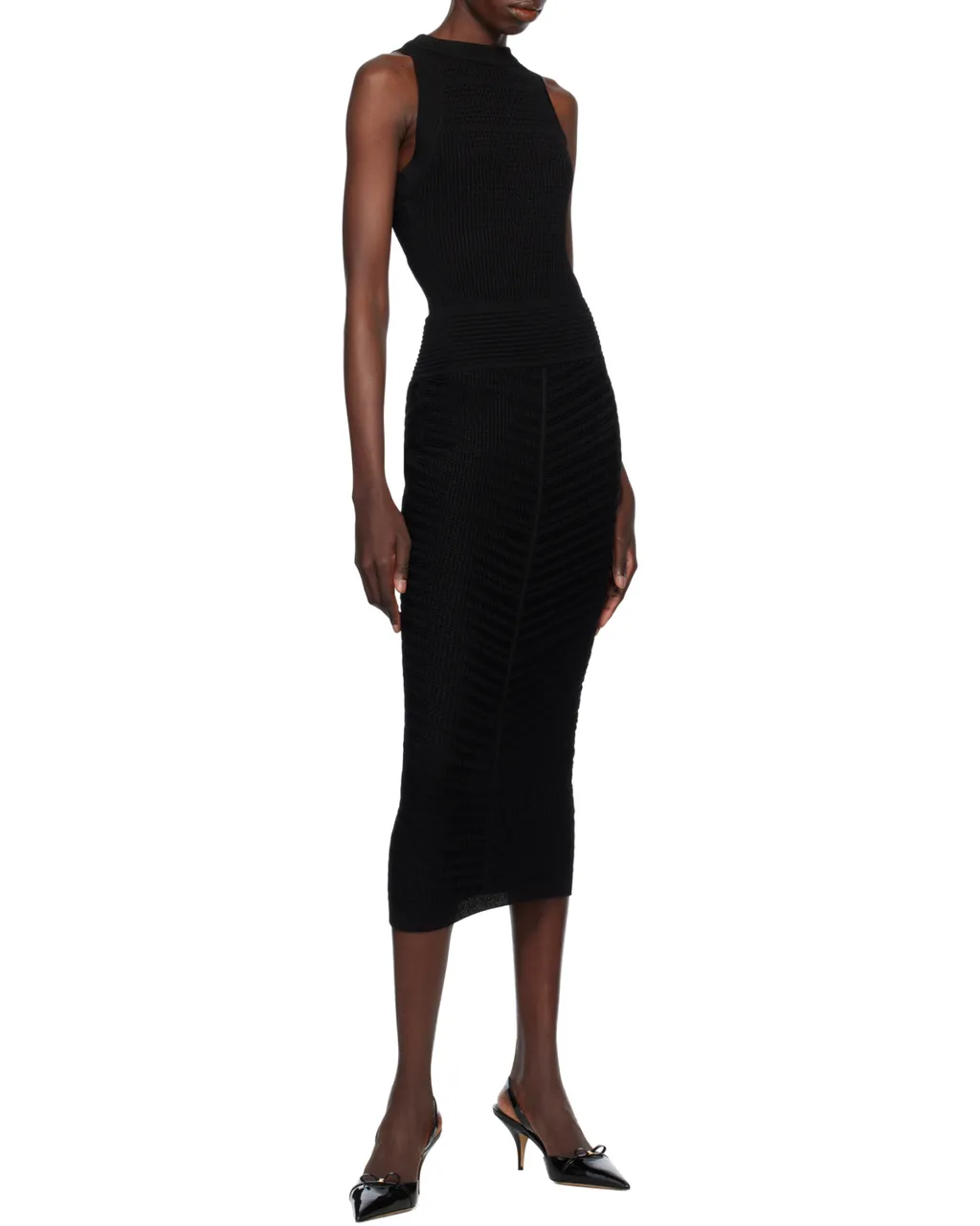 Sleeveless Ribbed Bodycon Midi Dress