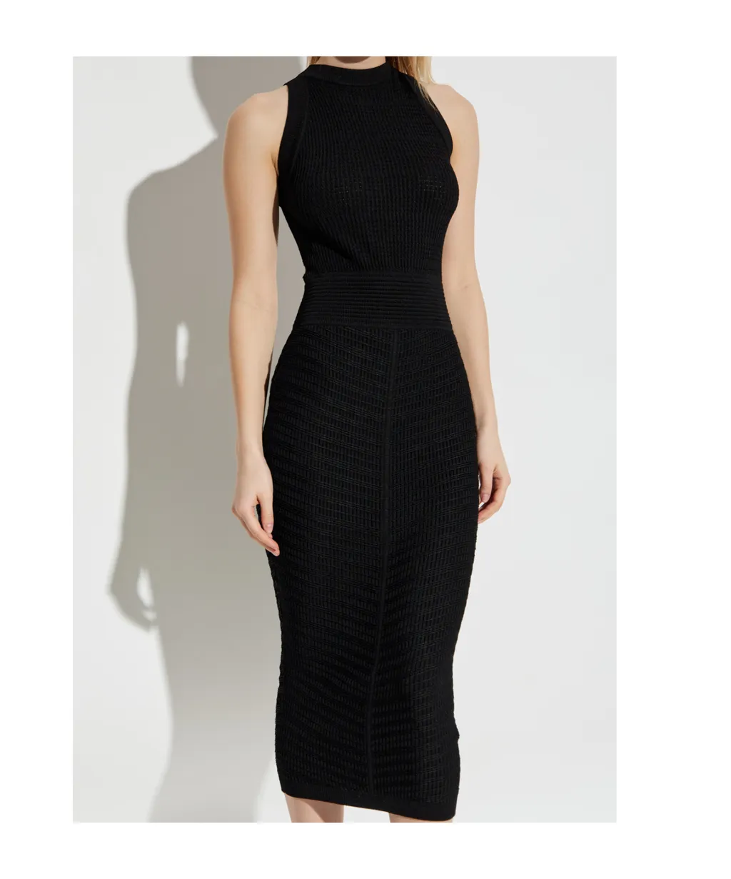 Sleeveless Ribbed Bodycon Midi Dress