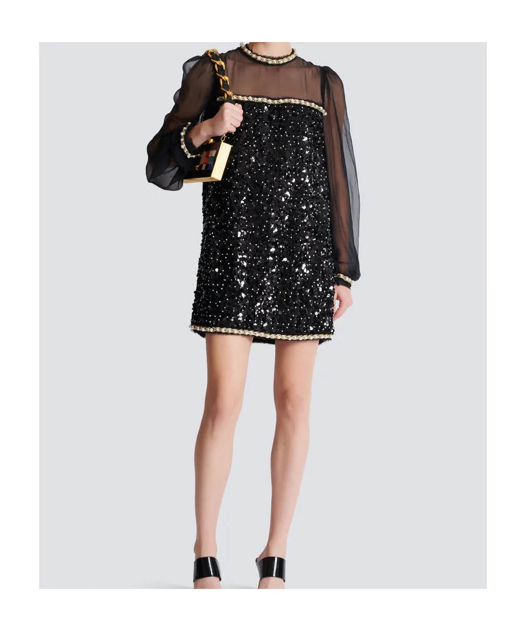 Chiffon Sequin Mini Dress