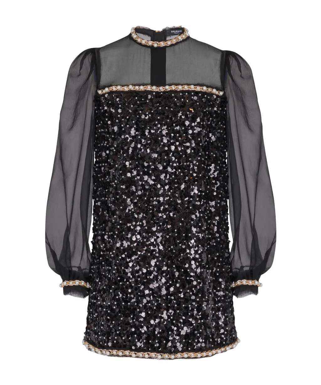 Chiffon Sequin Mini Dress