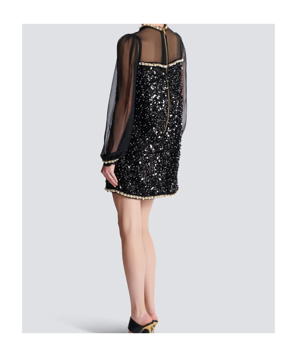 Chiffon Sequin Mini Dress