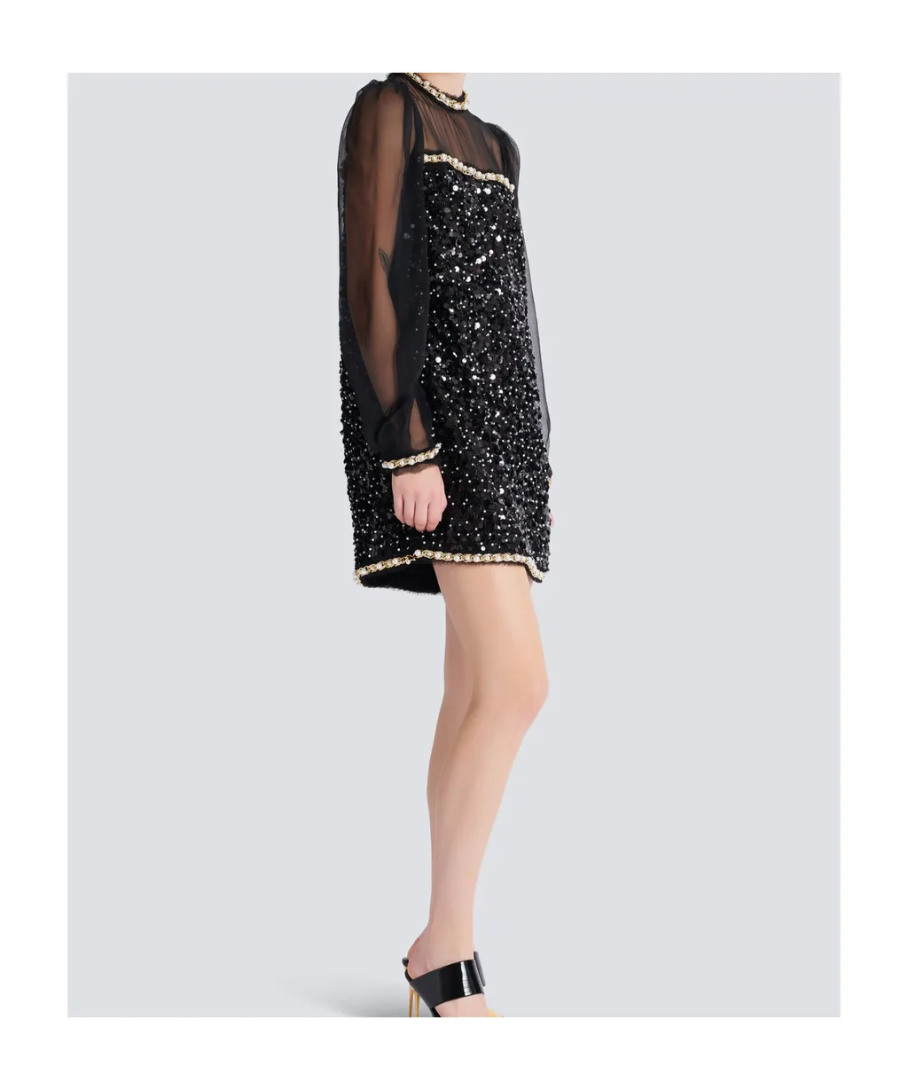 Chiffon Sequin Mini Dress