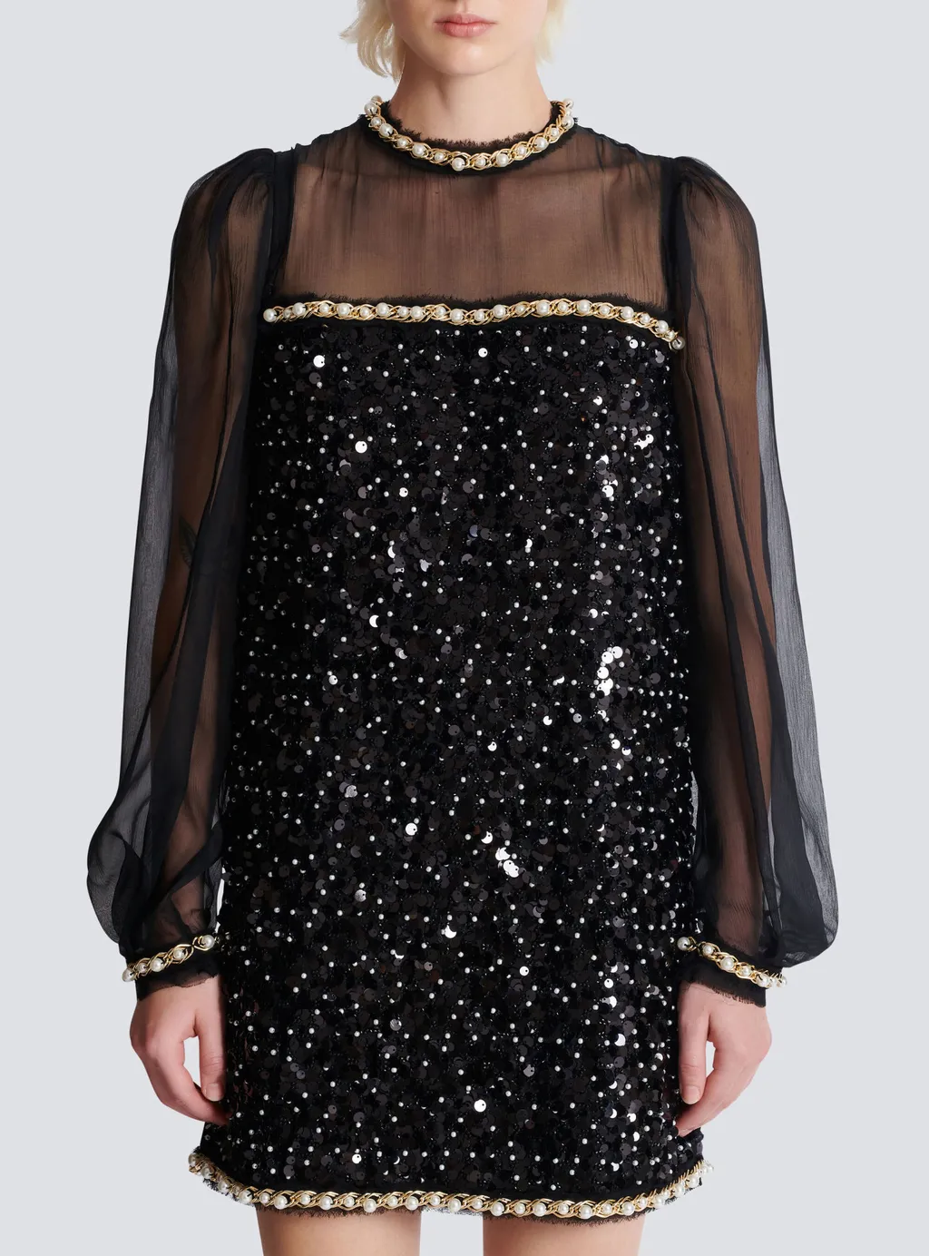 Chiffon Sequin Mini Dress
