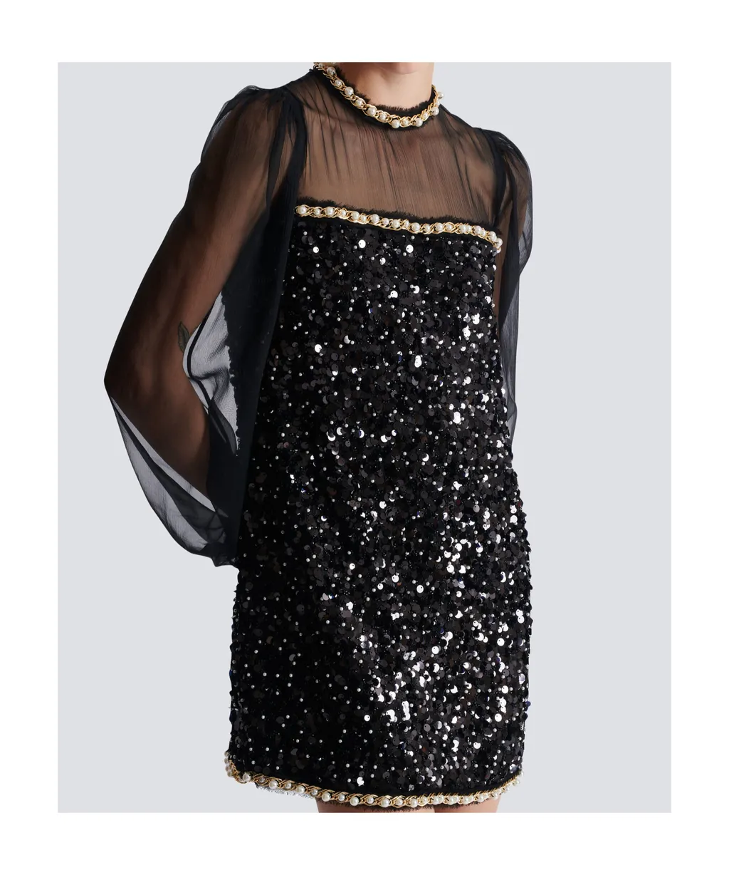 Chiffon Sequin Mini Dress