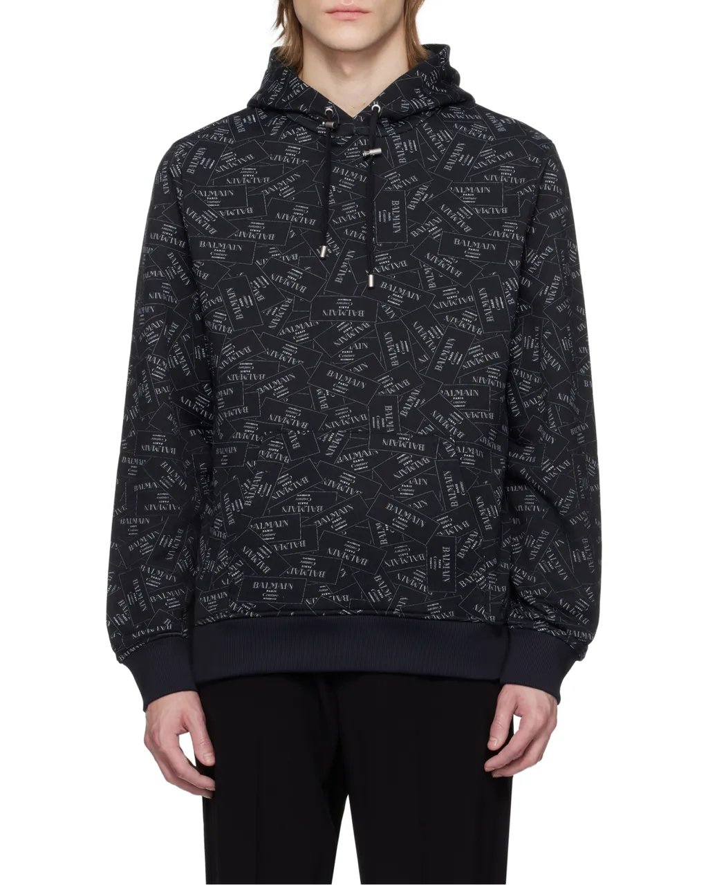 All-Over Logo Label Printed Hoodie