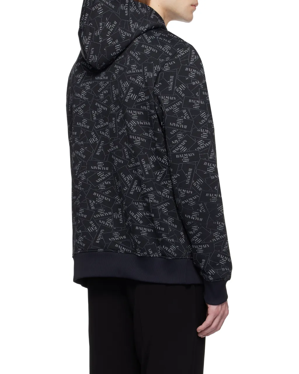 All-Over Logo Label Printed Hoodie