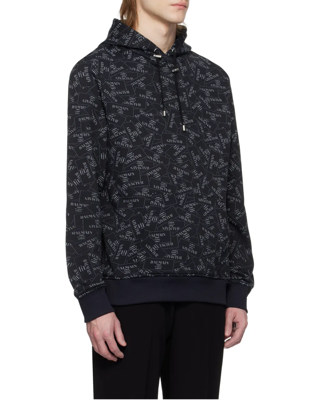 All-Over Logo Label Printed Hoodie