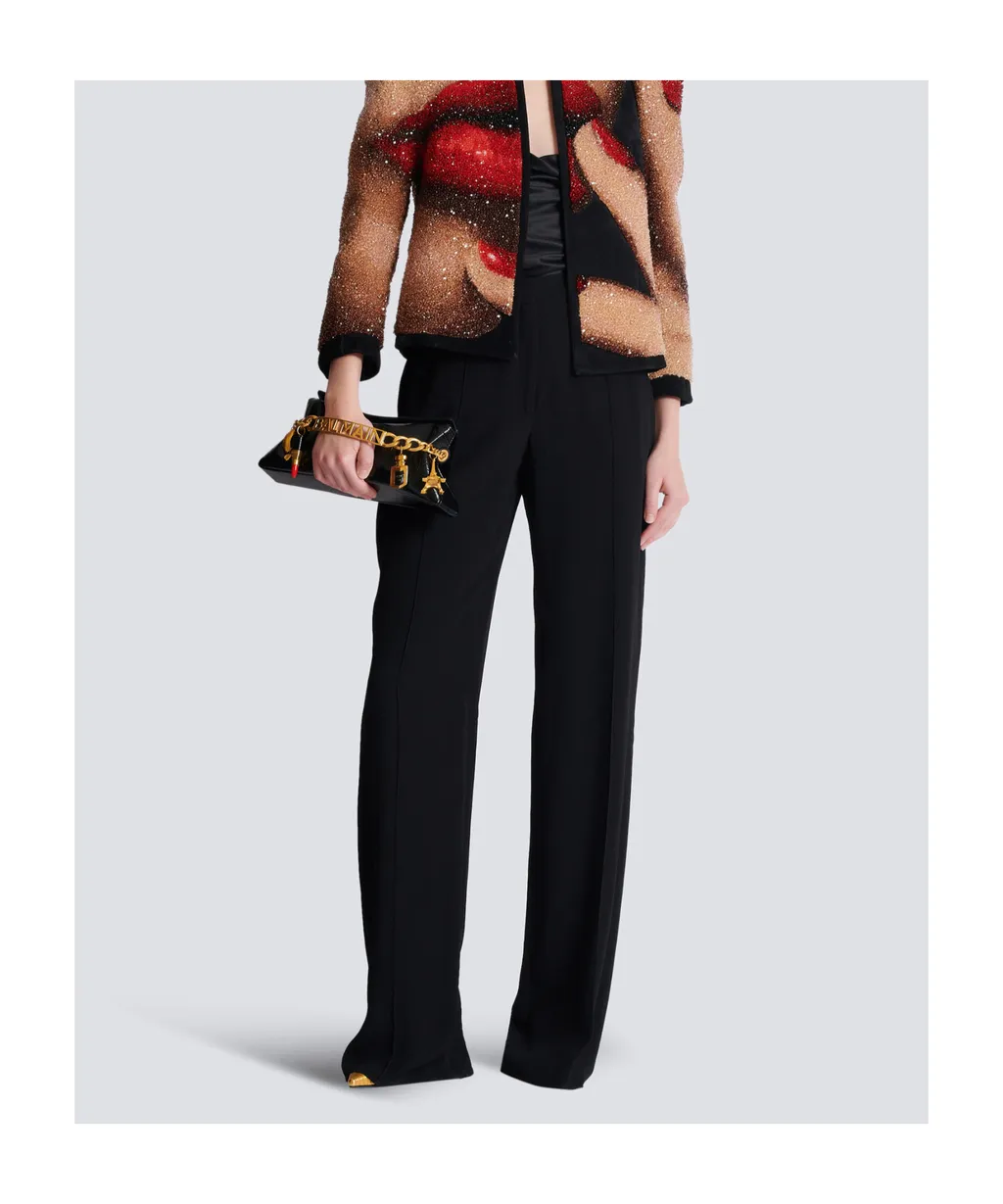 Crepe Straight-Leg Tailored Trousers