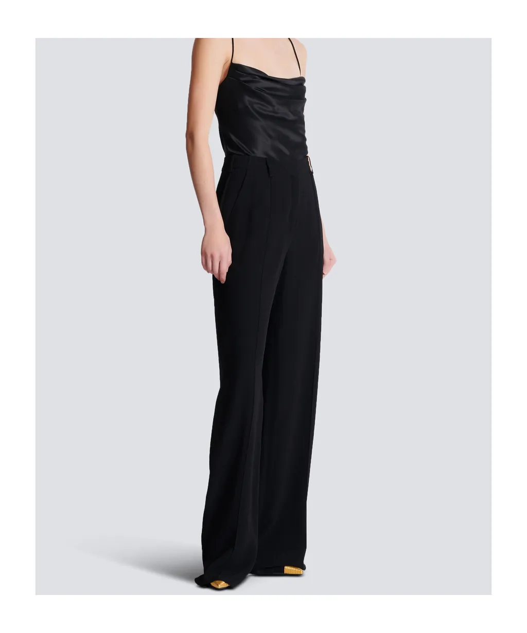 Crepe Straight-Leg Tailored Trousers