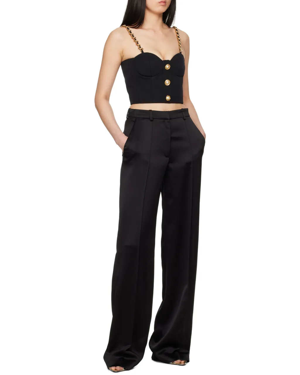 Crepe Straight-Leg Tailored Trousers
