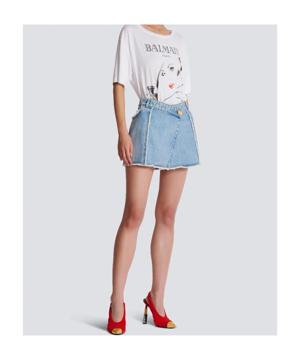Asymmetric Denim Skirt