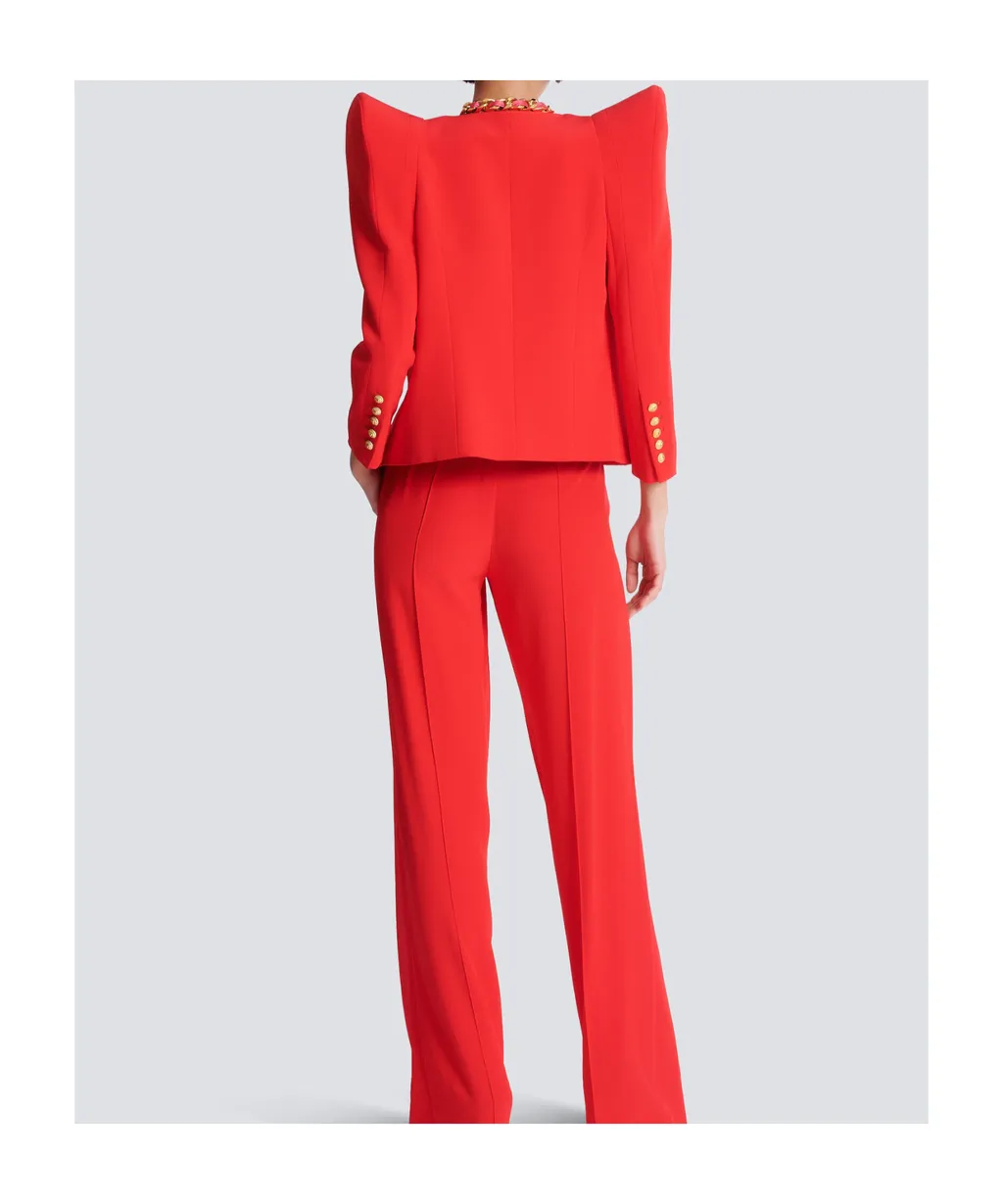 Structured Shoulders Cropped Crepe Jacket