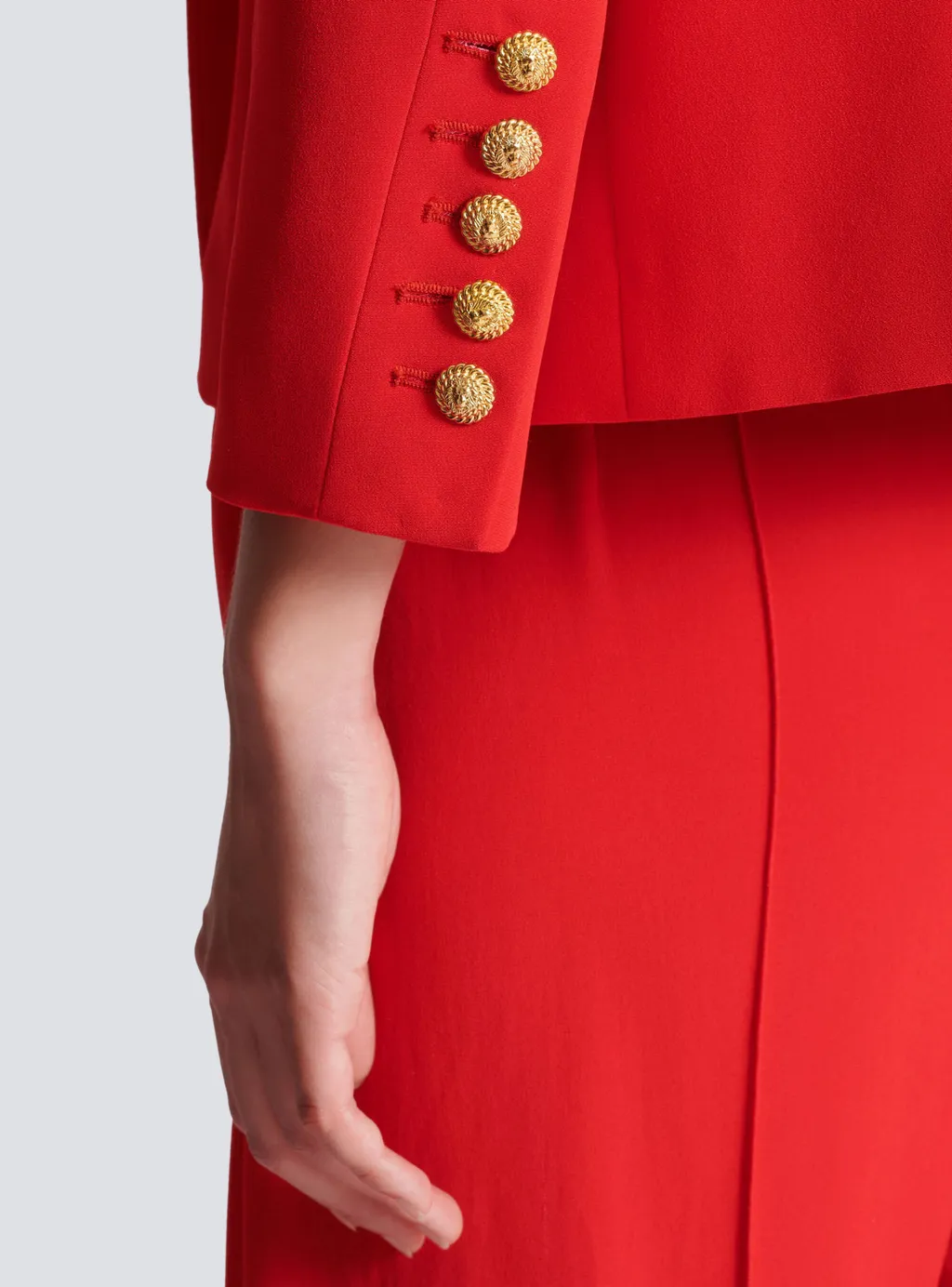 Structured Shoulders Cropped Crepe Jacket