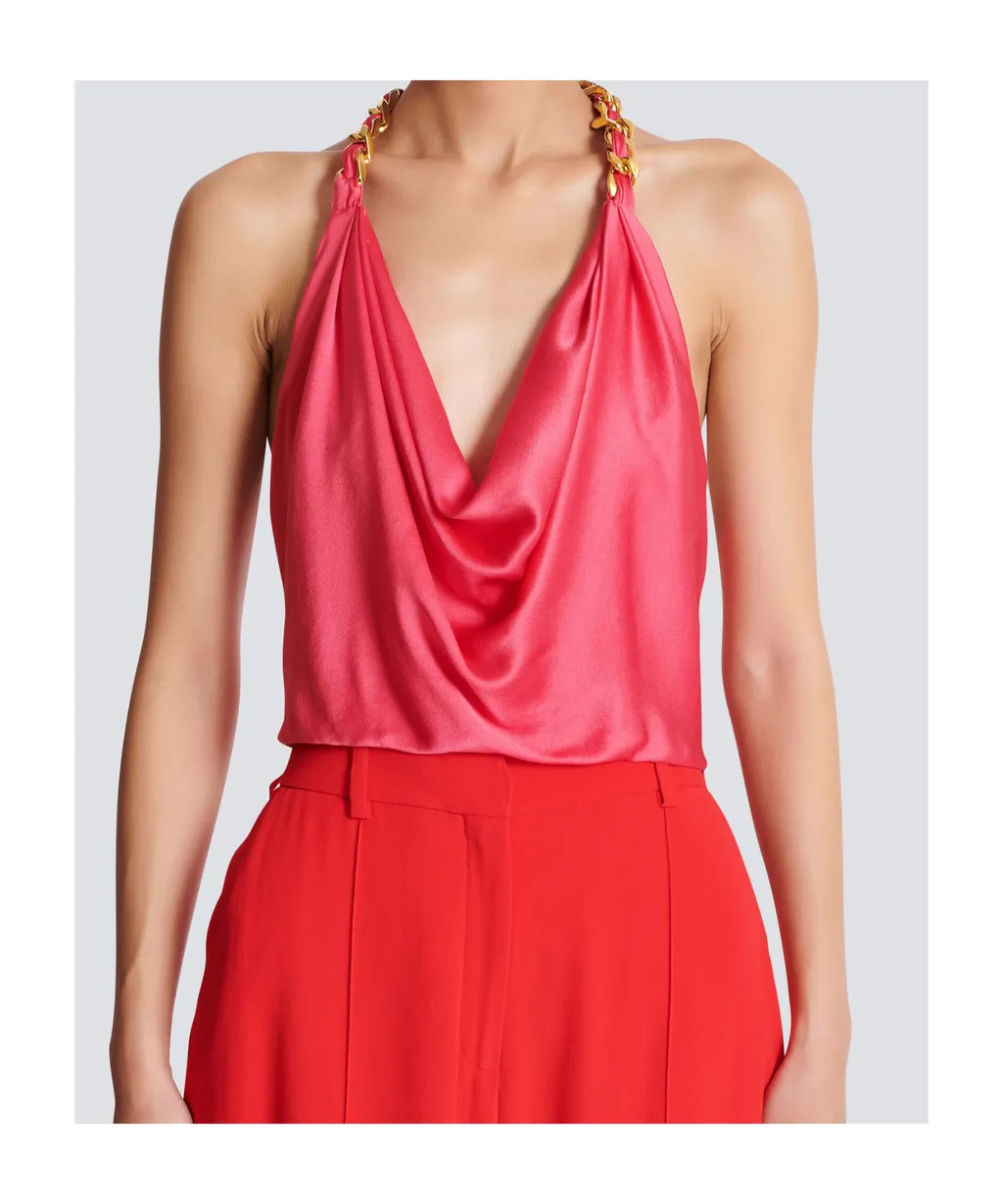 Draped Silk Halterneck Top