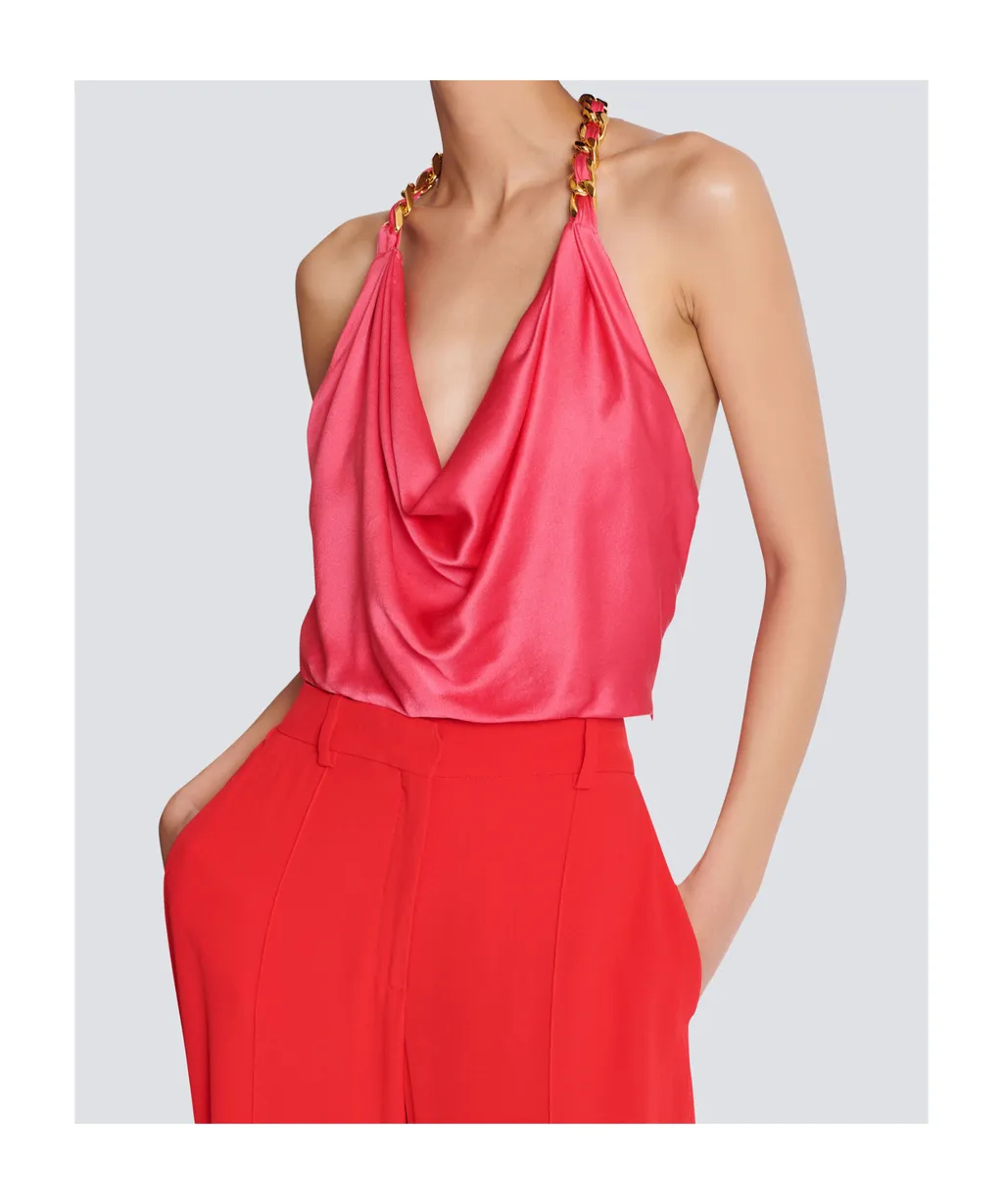 Draped Silk Halterneck Top