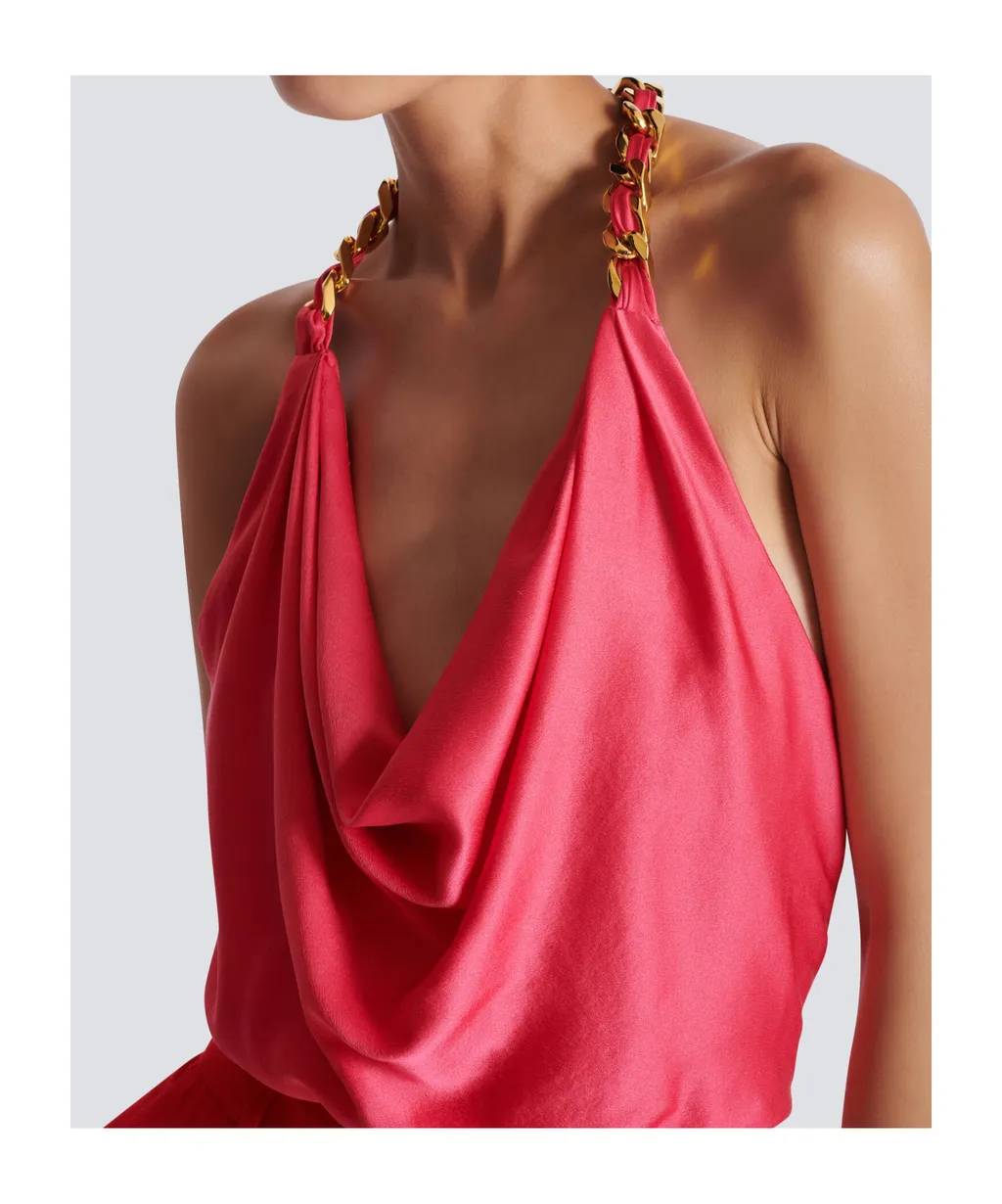 Draped Silk Halterneck Top