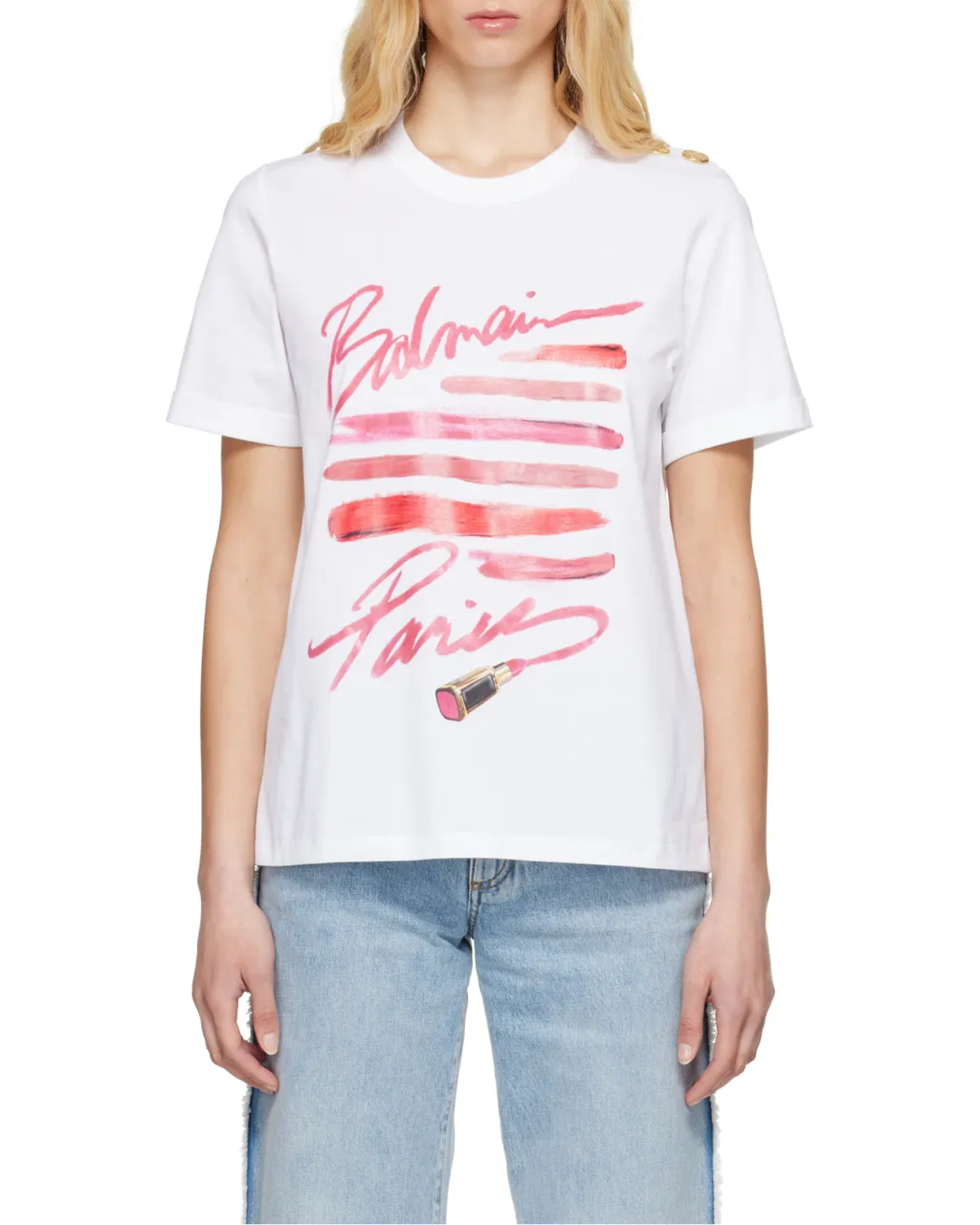 T-Shirt With Balmain Lipstick Print