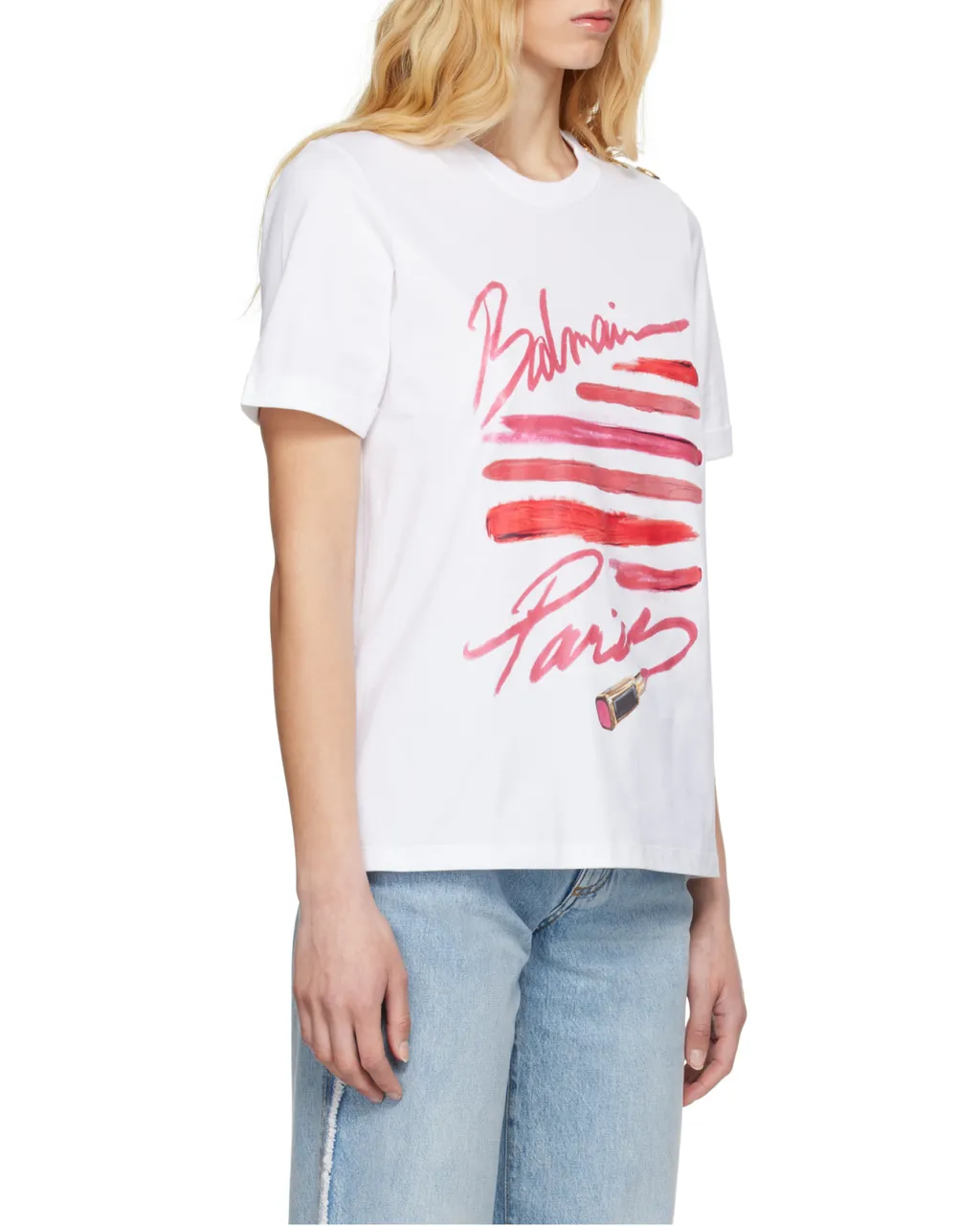 T-Shirt With Balmain Lipstick Print