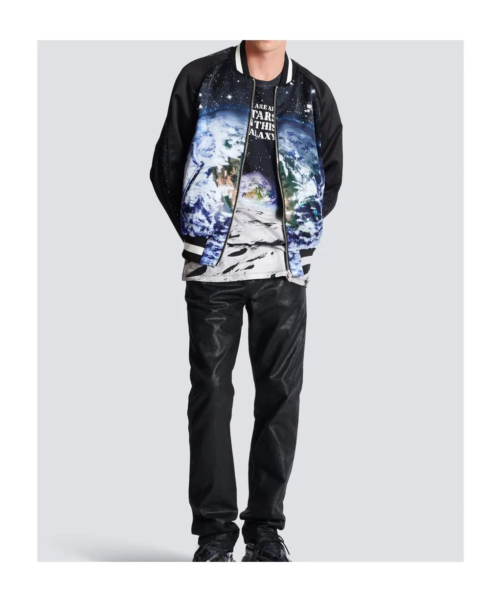 Earth And Stars Printed Bomber Jacket