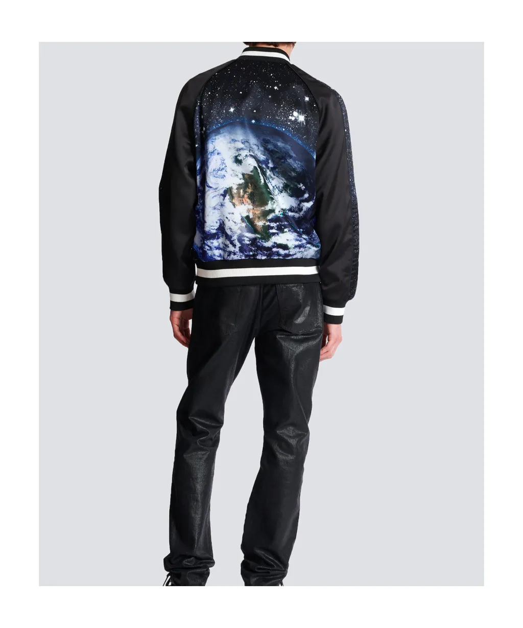 Earth And Stars Printed Bomber Jacket