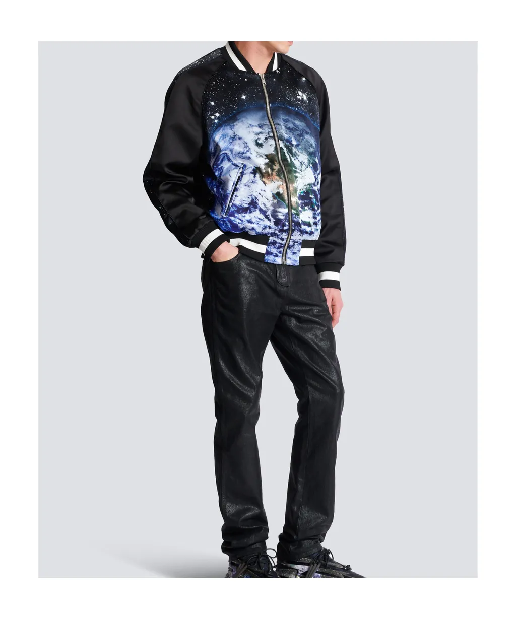 Earth And Stars Printed Bomber Jacket