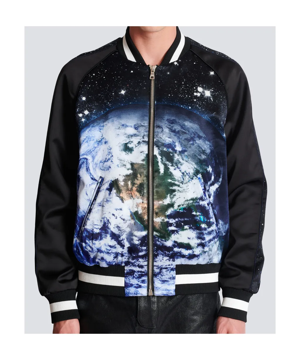 Earth And Stars Printed Bomber Jacket