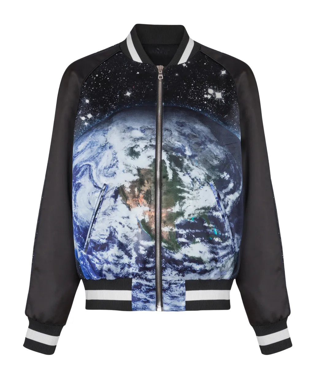 Earth And Stars Printed Bomber Jacket