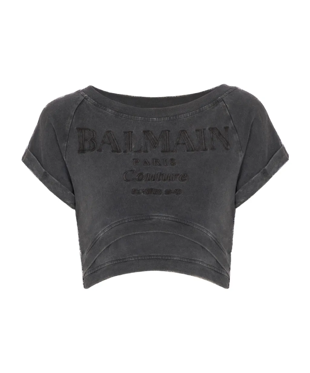 Logo Embroidered Cropped T-Shirt