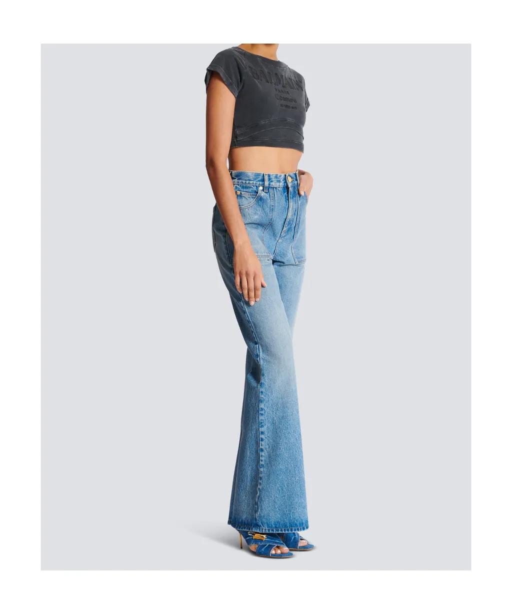 Logo Embroidered Cropped T-Shirt