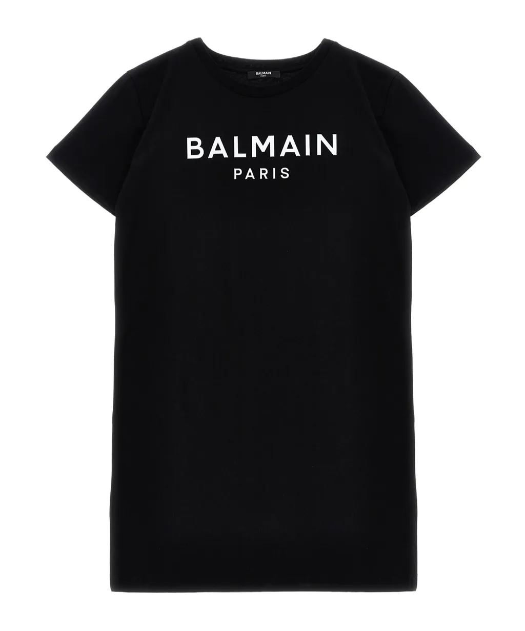 Logo Appliqué Crewneck Straight Hem Dress