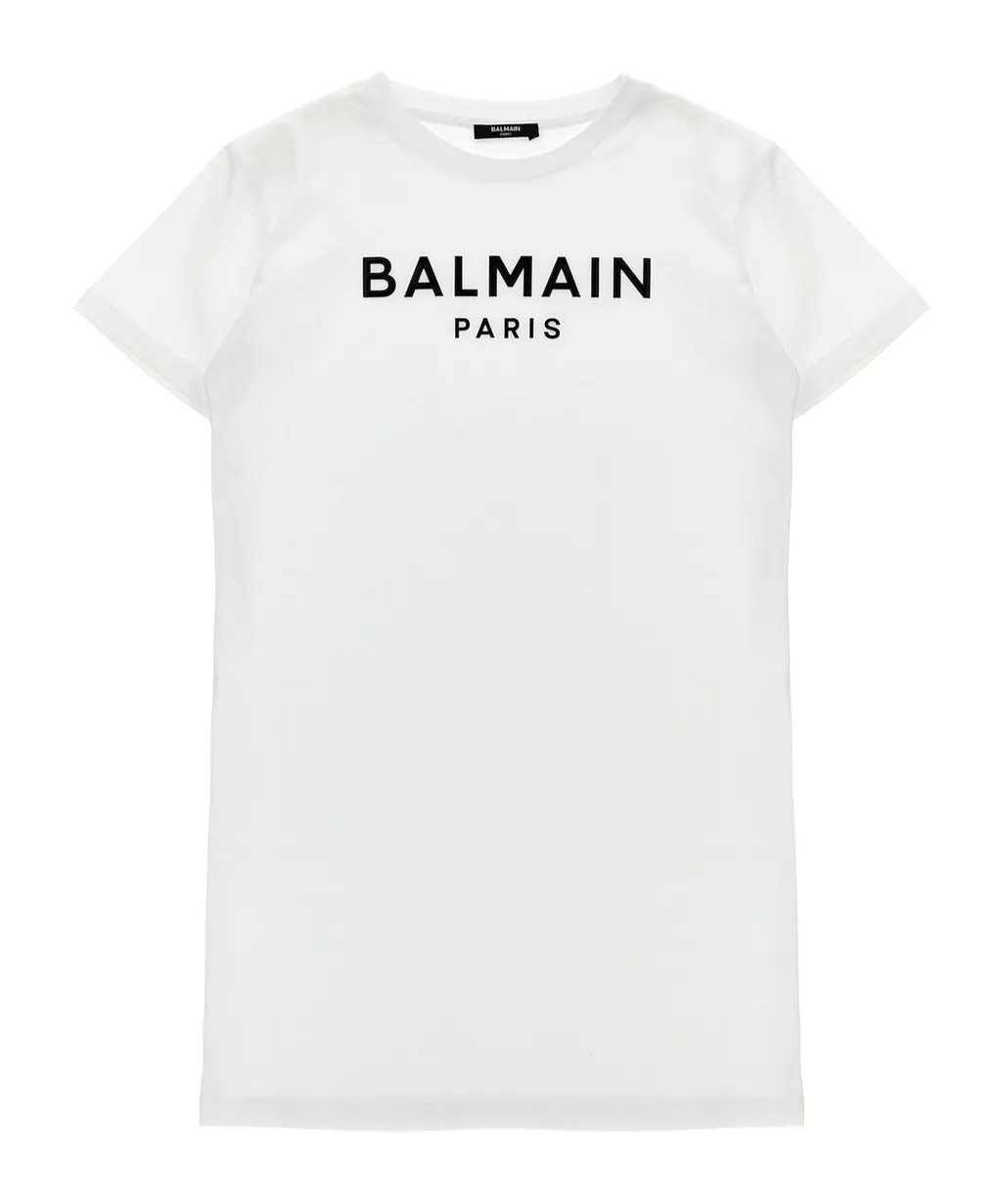 Logo Appliqué Crewneck Straight Hem Dress