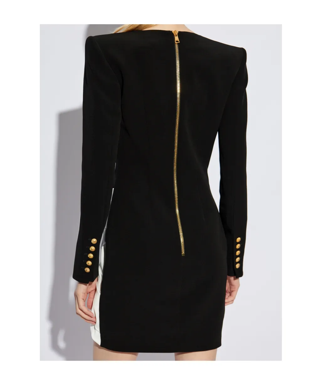 Two-Toned Twisted Crepe Mini Dress