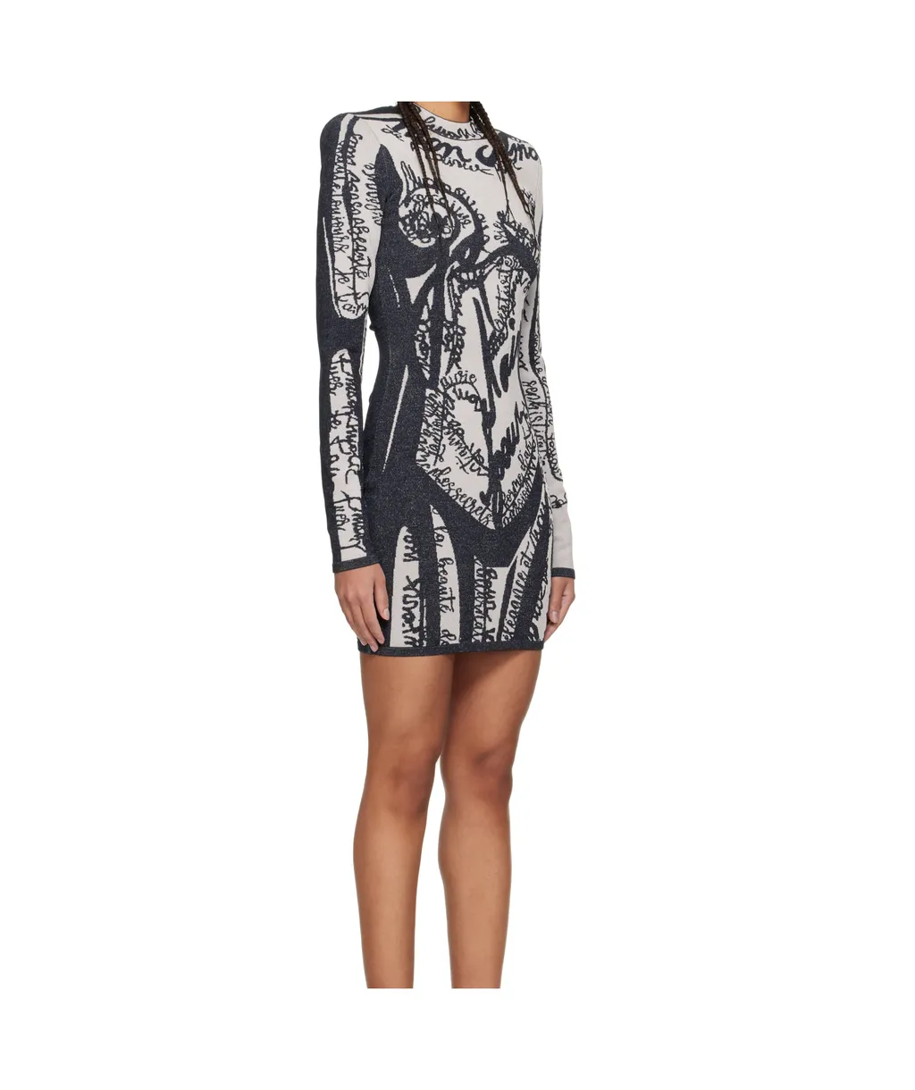Short Embroidered Dress With Body Motif