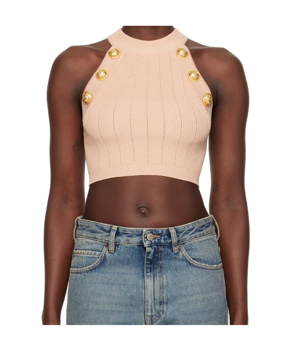 Halterneck Knit Cropped Top