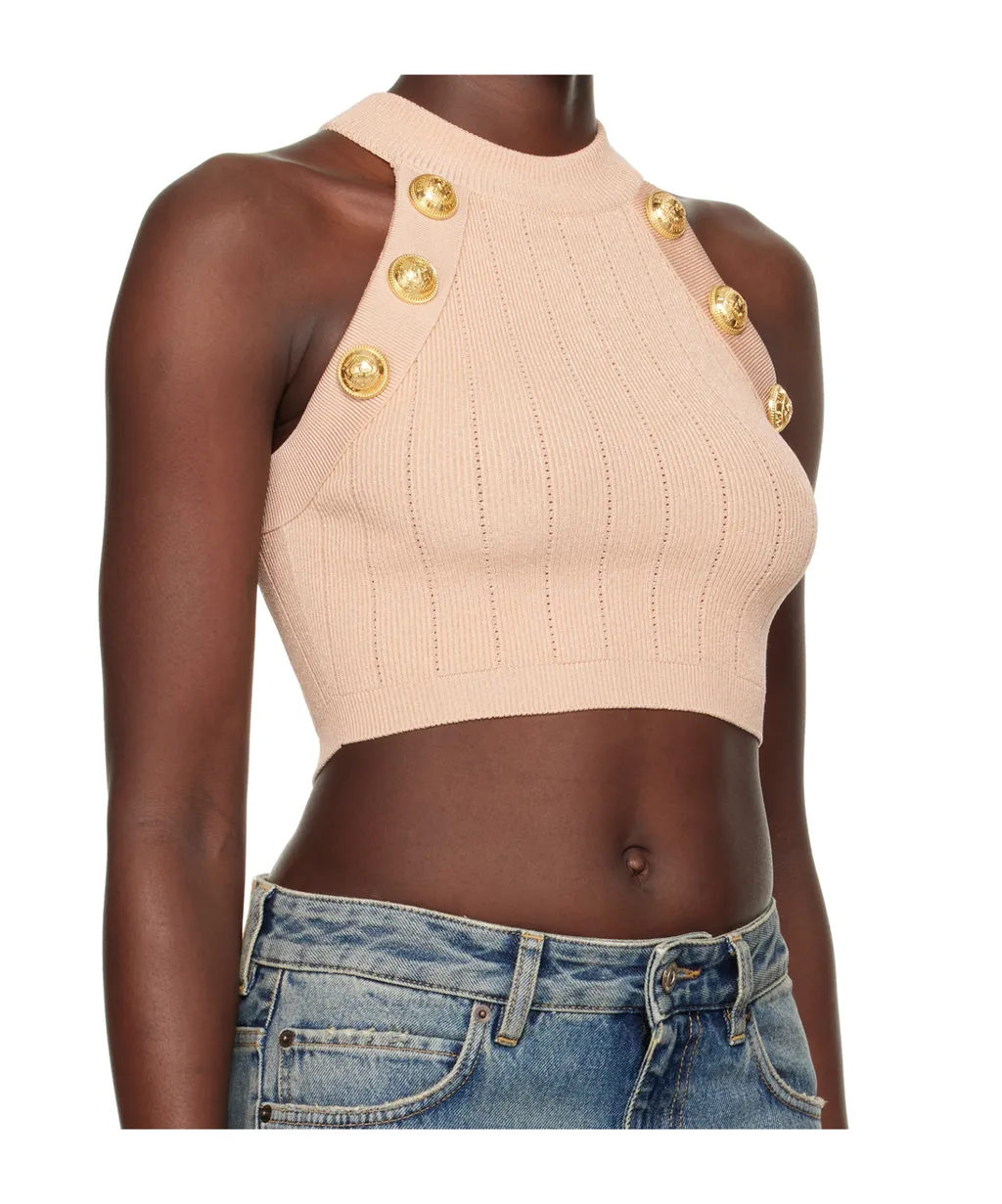 Halterneck Knit Cropped Top