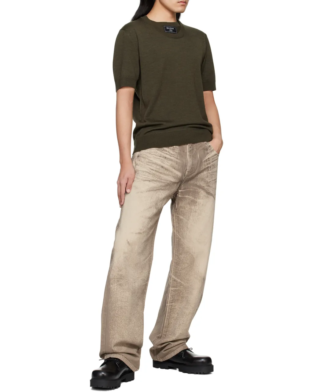 Knitted Round Collar T-Shirt