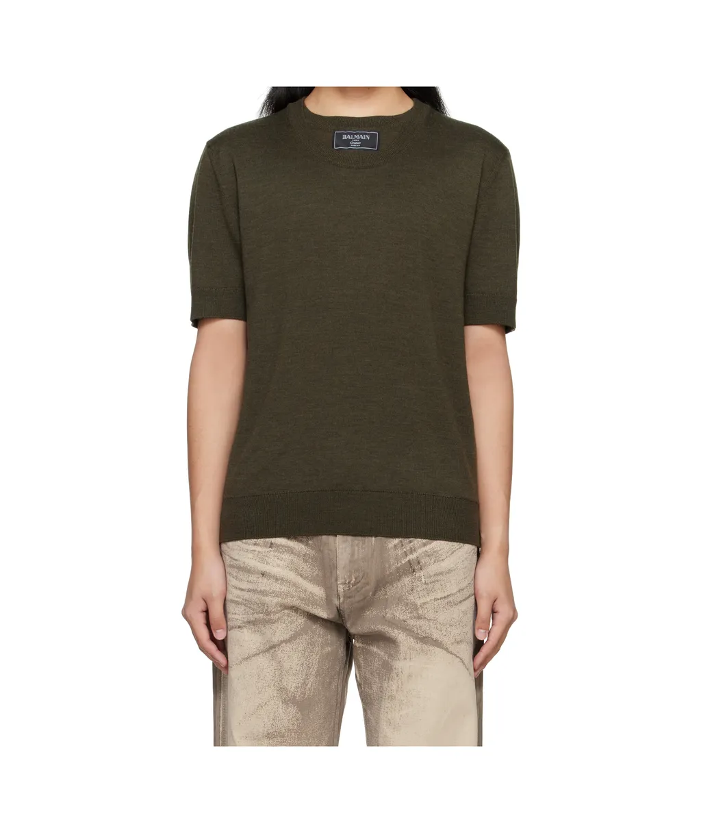 Knitted Round Collar T-Shirt