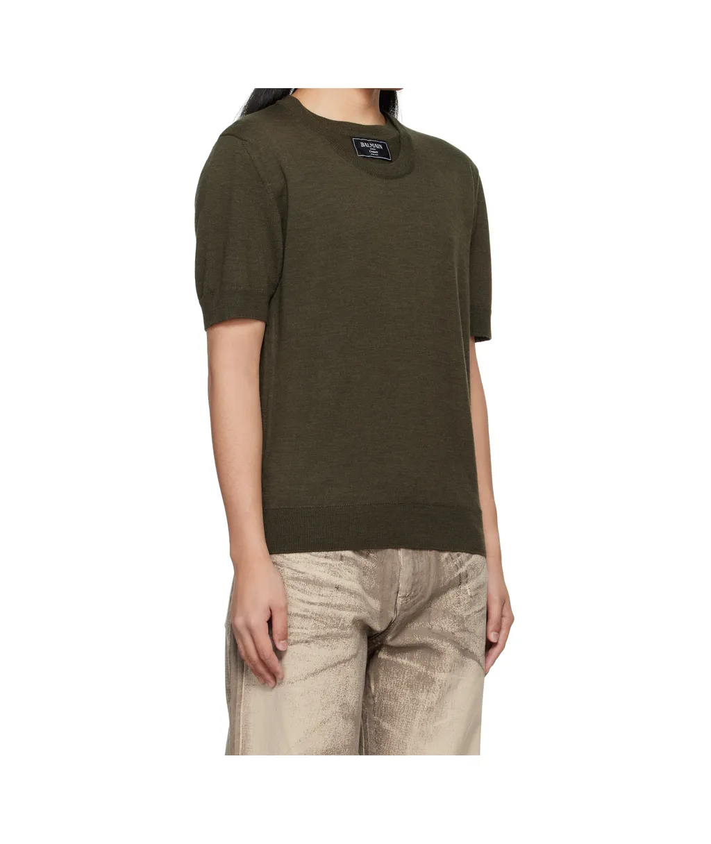 Knitted Round Collar T-Shirt