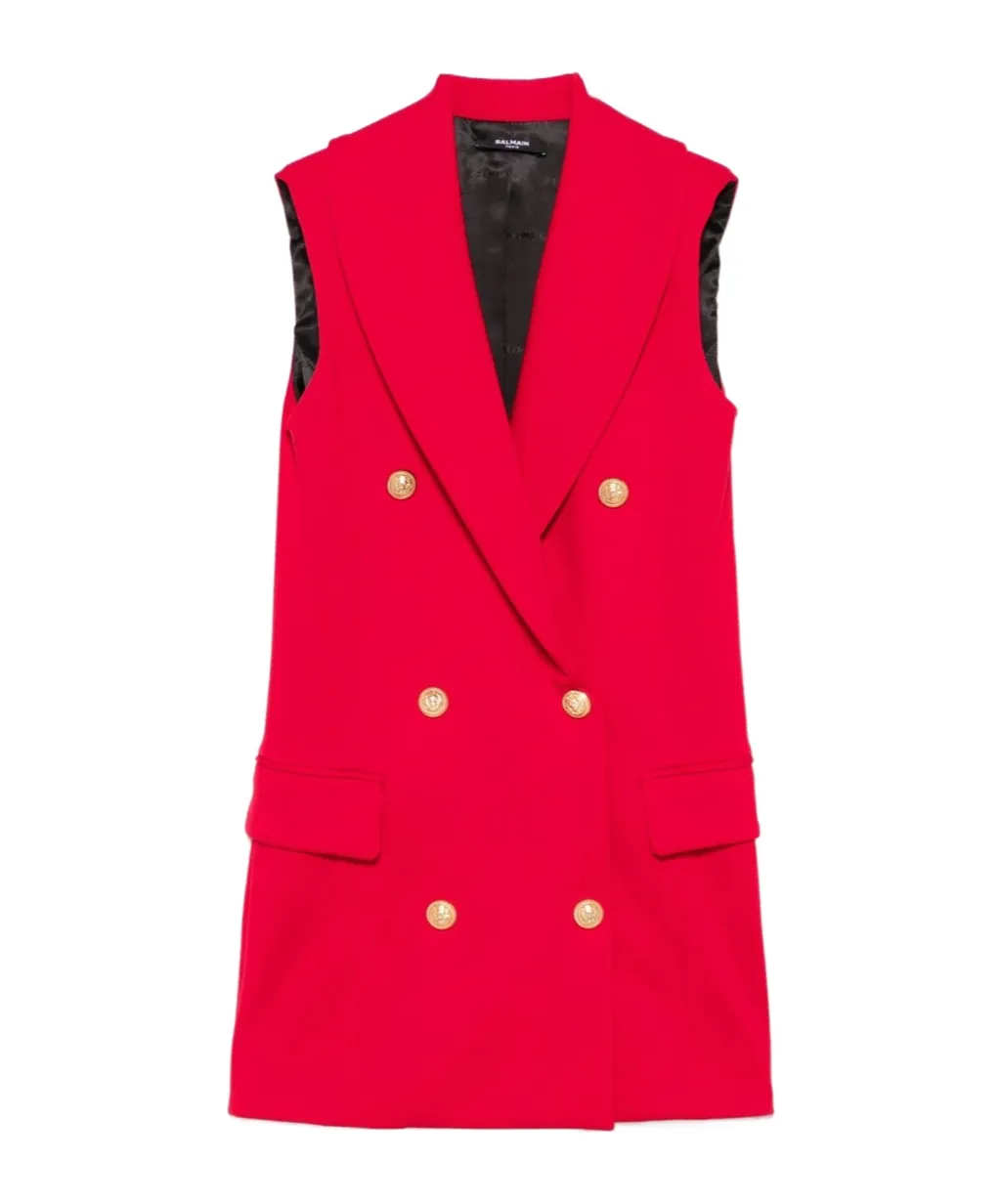 Embossed-Buttons Sleeveless Dress