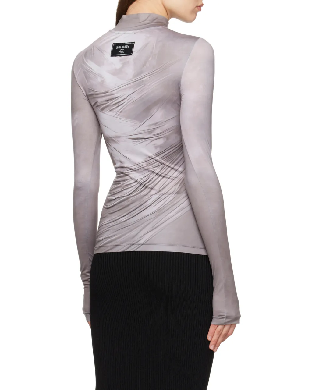 Draped Print Satin Top