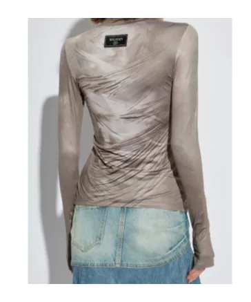 Draped Print Satin Top