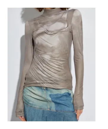 Draped Print Satin Top