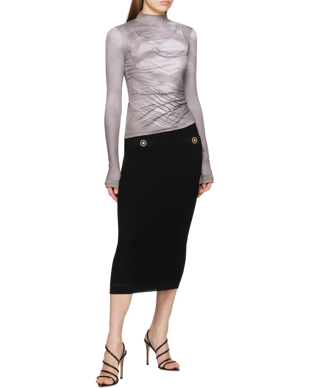 Draped Print Satin Top