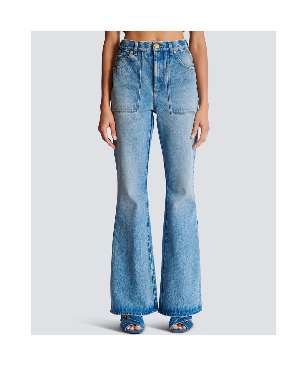 High-Waisted Flared Denim Jeans