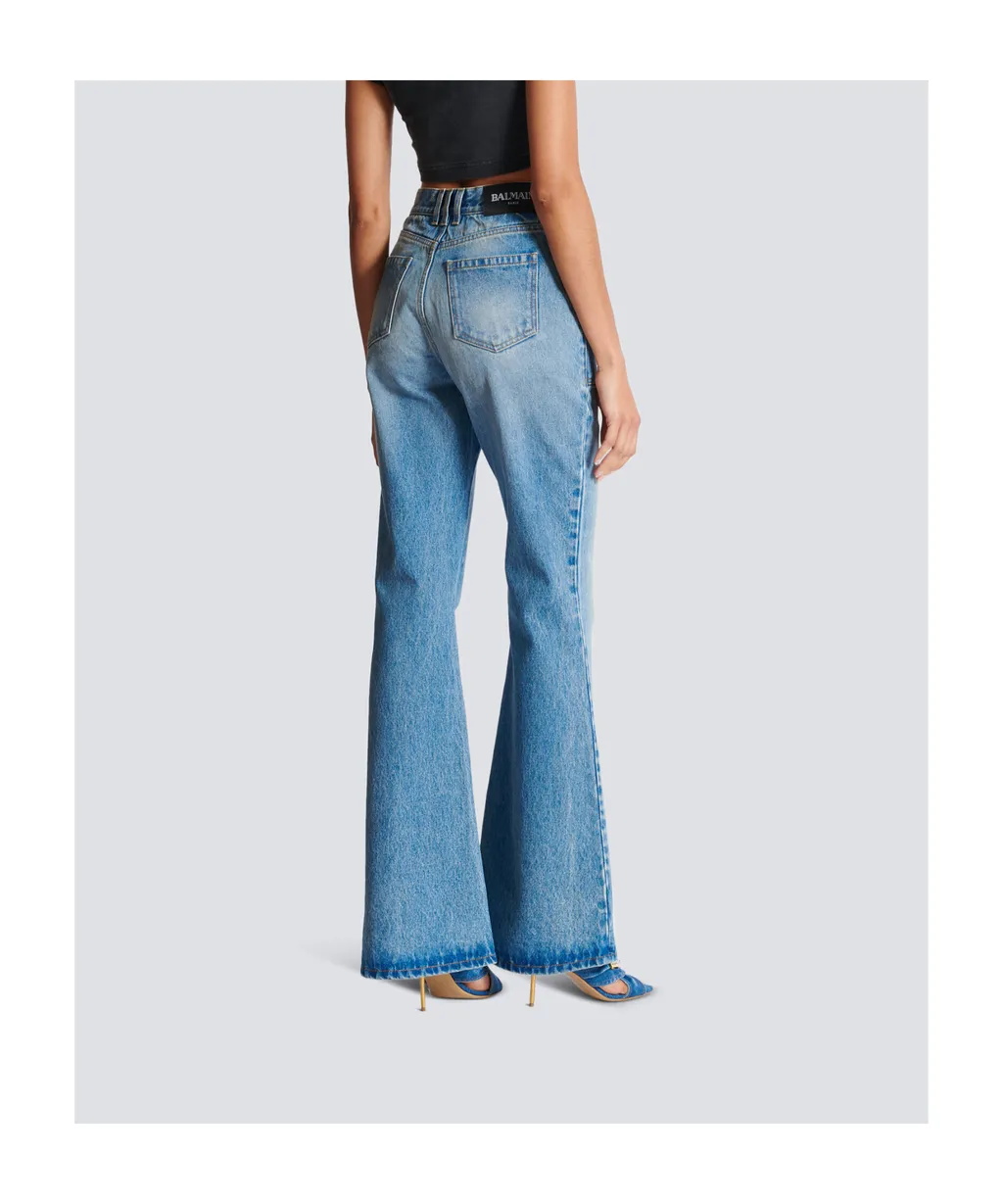 High-Waisted Flared Denim Jeans