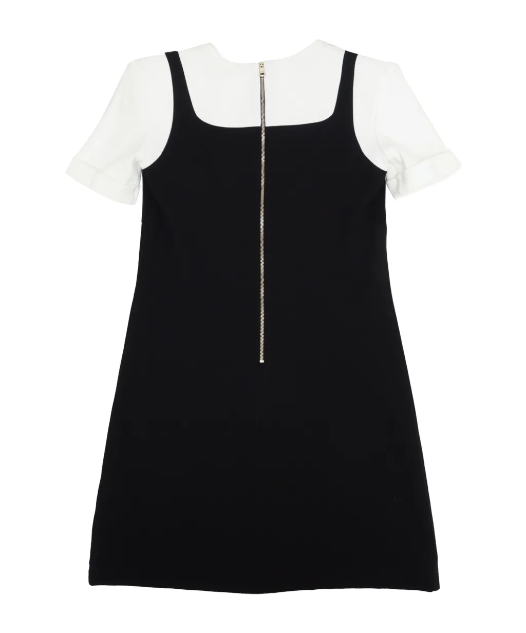 Rear Zipped Layered-Effect Dress
