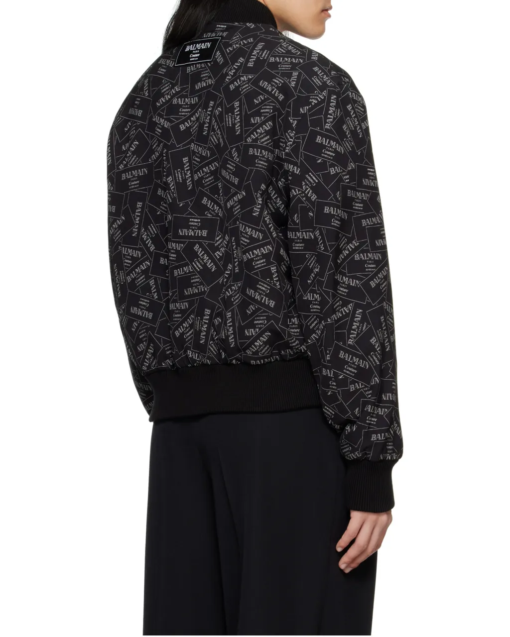 Printed Logo Label Bomber Jacket