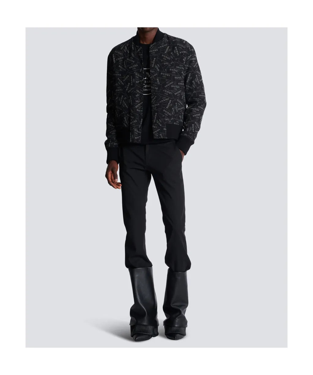 Printed Logo Label Bomber Jacket