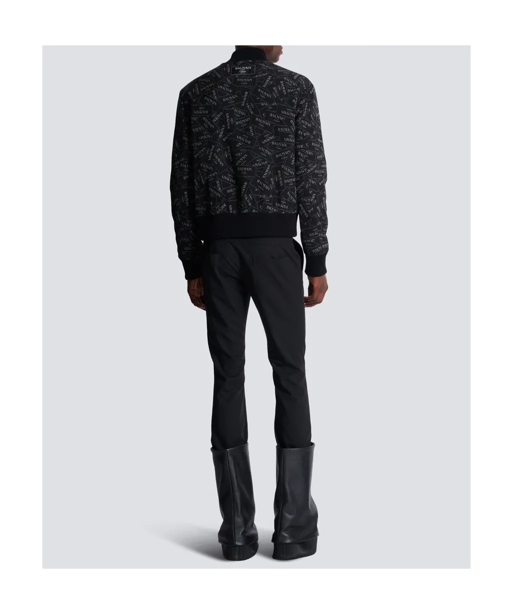 Printed Logo Label Bomber Jacket