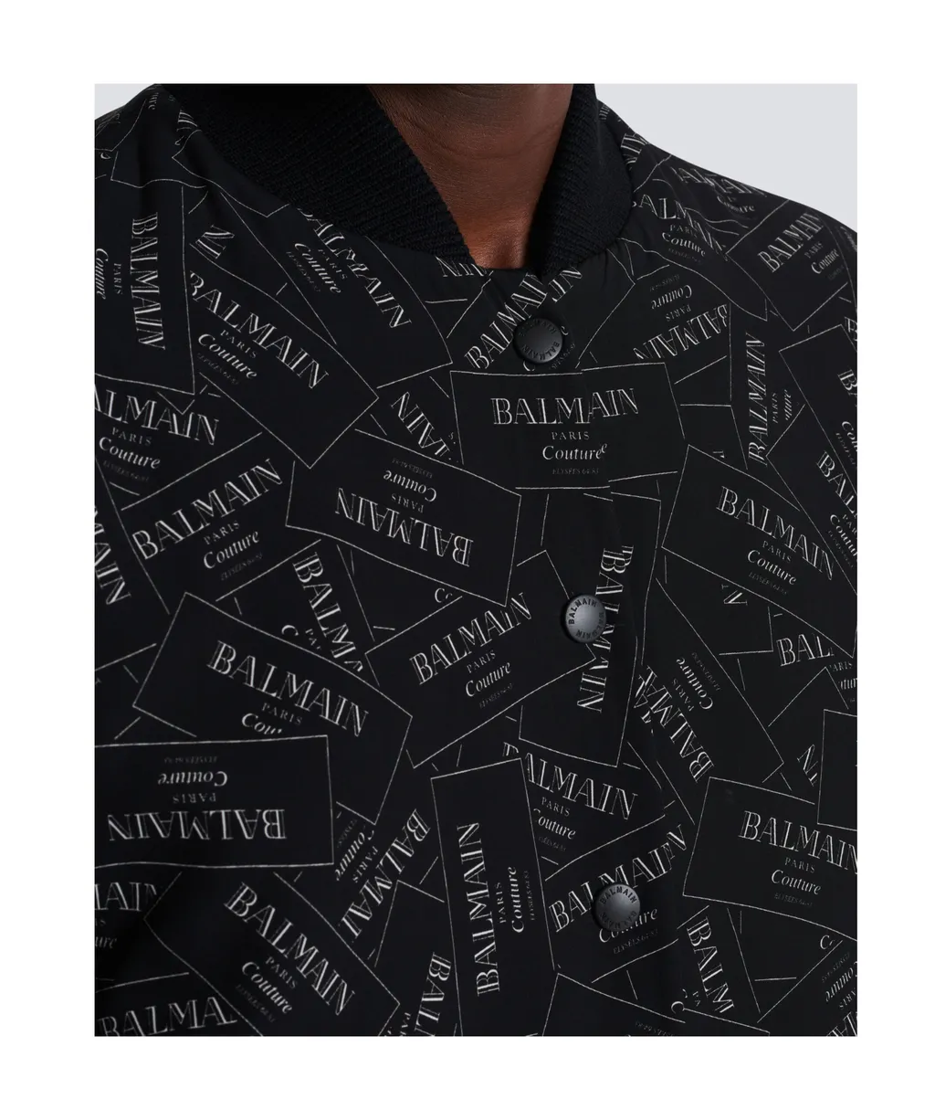 Printed Logo Label Bomber Jacket